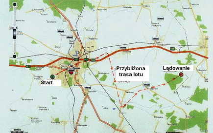 Przybliżona trasa lotu